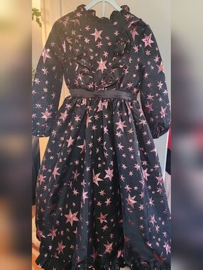 Sister Jane Black Dress with Pink Metallic Star Accents